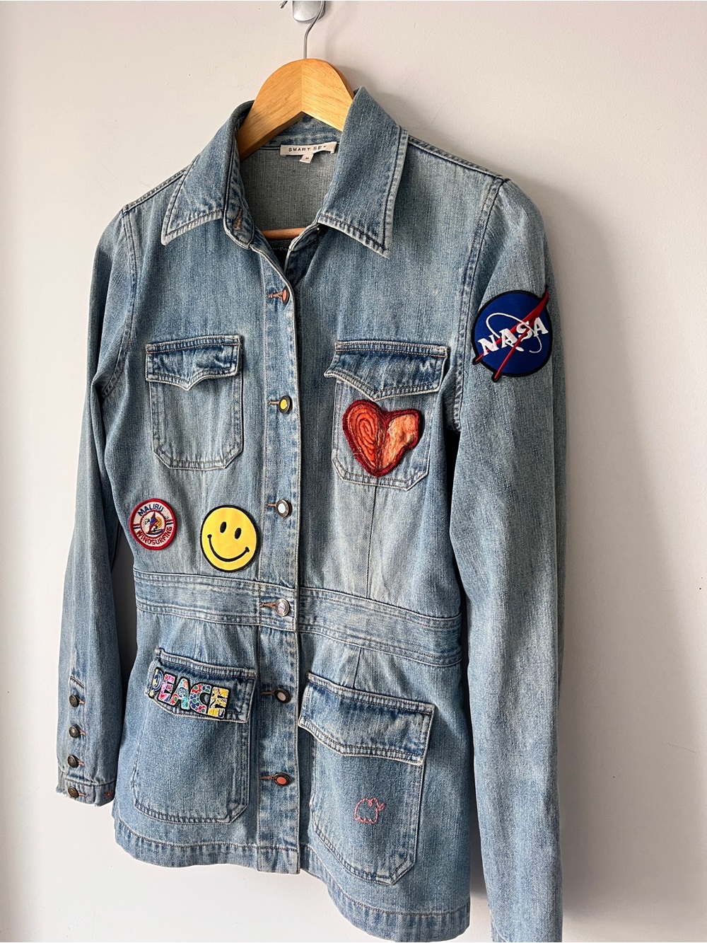 Vintage Smart Set Patch & Embroidery Denim Jacket | Sz M | Y2K Boho Utility